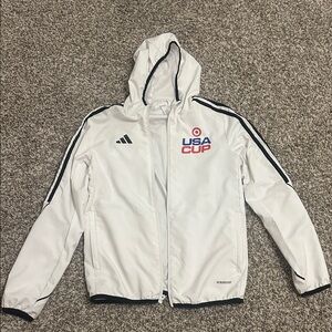 Adidas youth White USA Cup Hooded Jacket